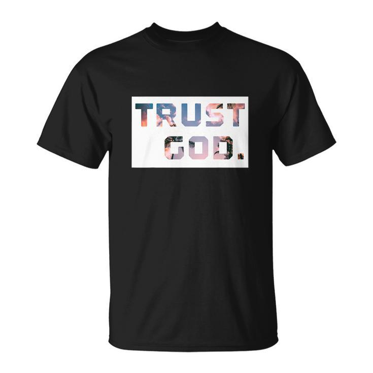 Trust God Period Palm Trees Inspiring Christian Gear T-shirt