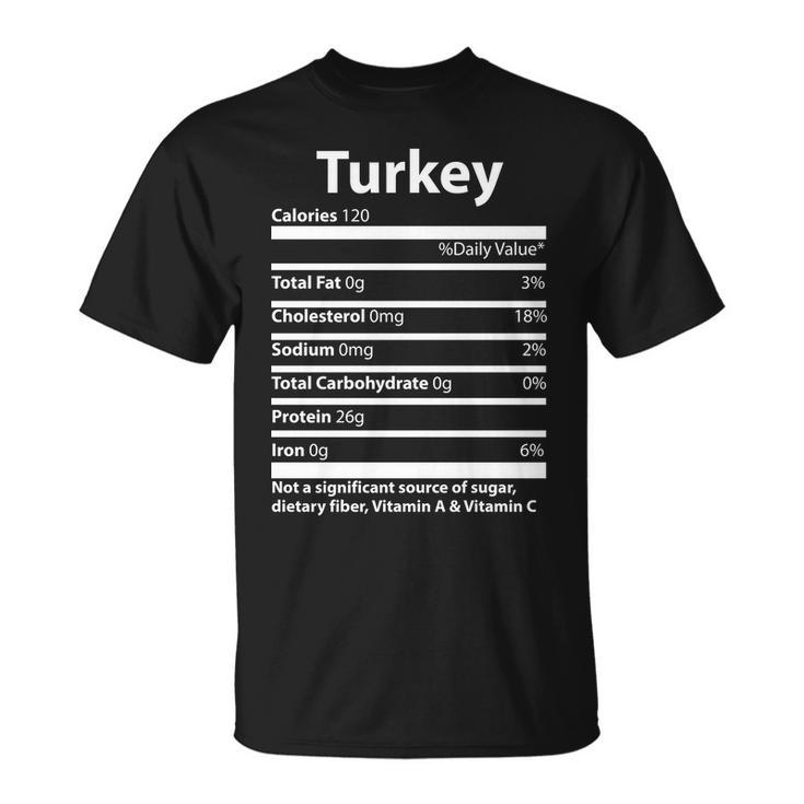 Turkey Nutritional Facts Funny Thanksgiving Unisex T-Shirt