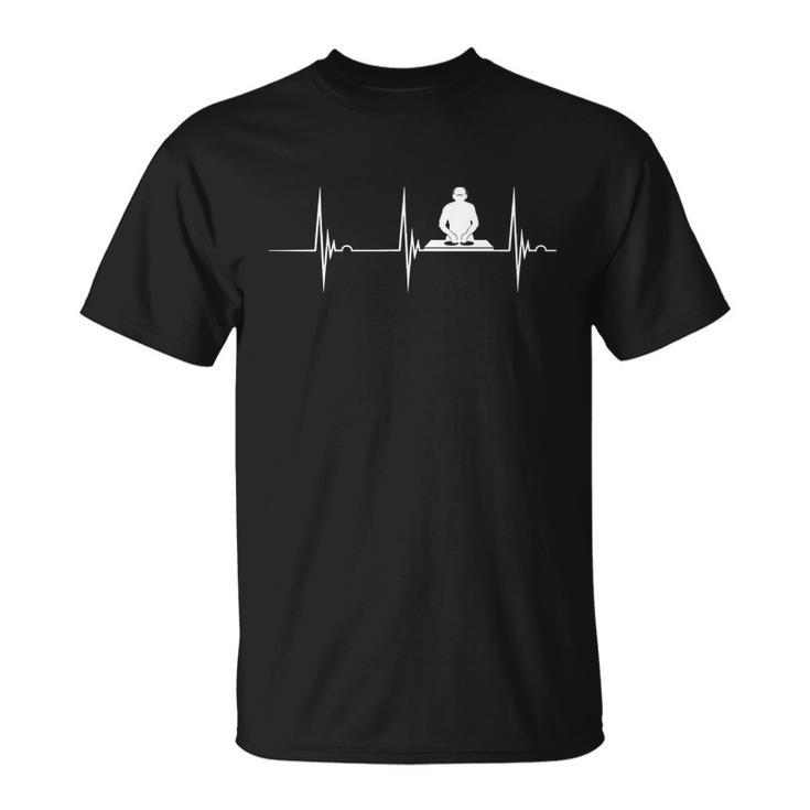 Turntable Dj Dance Music Heartbeat Ekg Pulse Dj Techno Gift Unisex T-Shirt