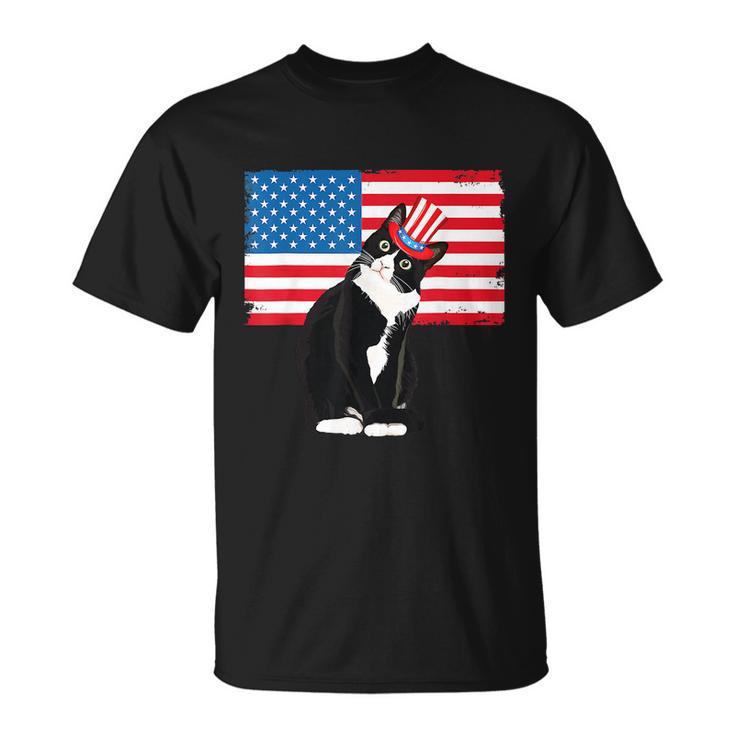 Tuxedo Cat 4Th Of July Hat Patriotic Gift Adults Kids Unisex T-Shirt