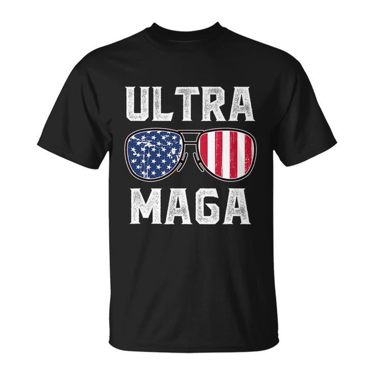 Ultra Maga Sunglasses American Flag Funny Anti Biden Unisex T-Shirt