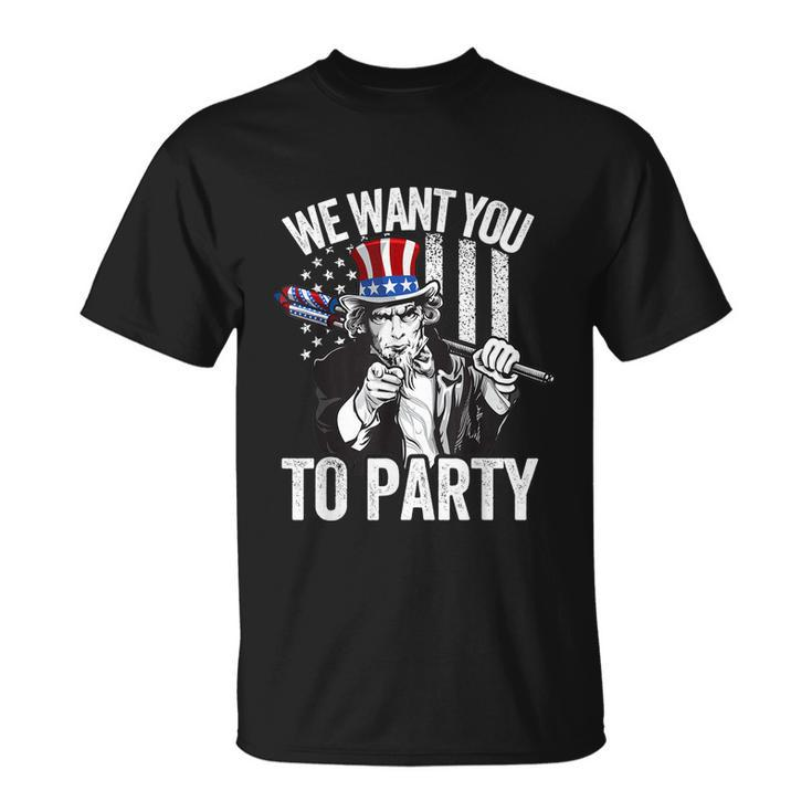 Uncle Sam Firework 4Th Of July Shirt Men American Usa Flag Unisex T-Shirt