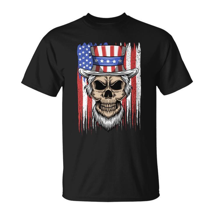 Uncle Sam Skull 4Th Of July American Flag Usa Unisex T-Shirt