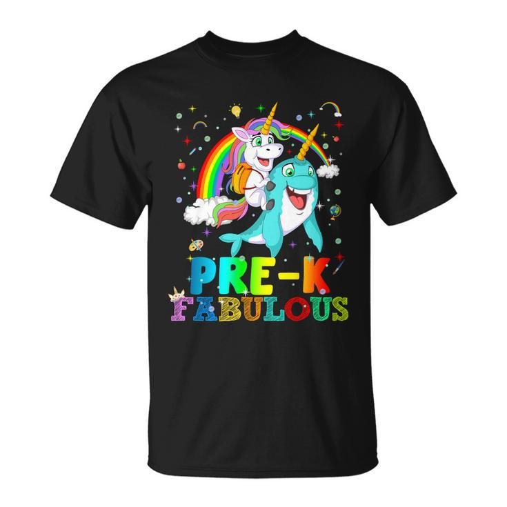 Unicorn Riding Narwhal Prek Fabulous Unisex T-Shirt