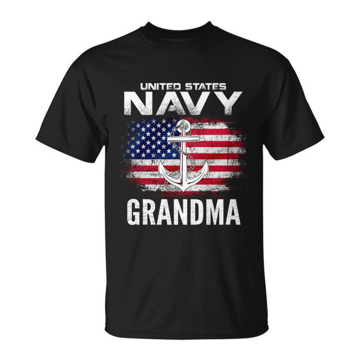 United States Vintage Navy With American Flag Grandma Gift Unisex T-Shirt