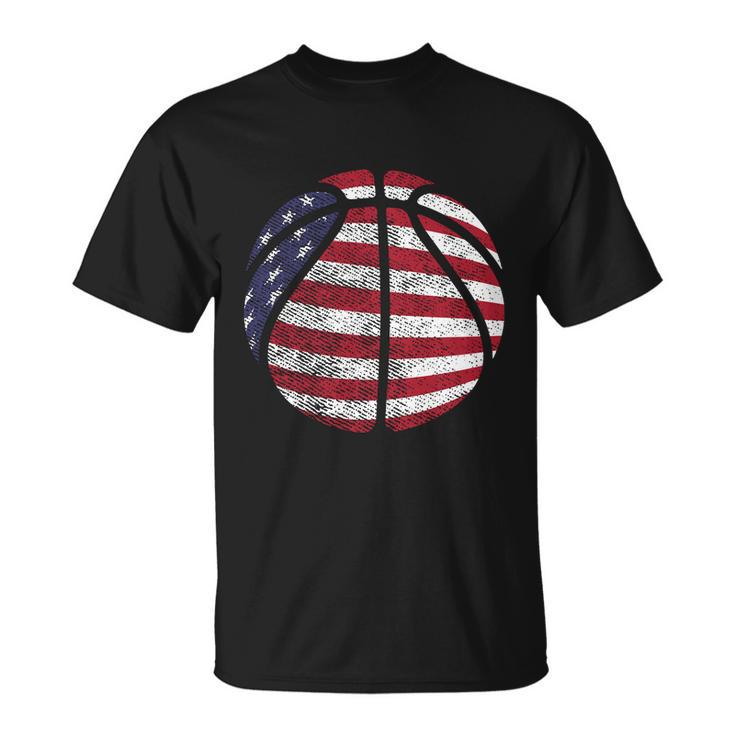 Us American Flag For Patriotic Basketball Gift Unisex T-Shirt