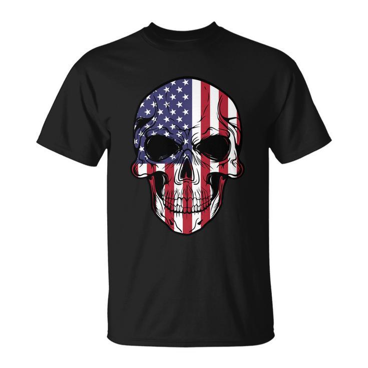 Us American Flag Patriotic Skull Gift Unisex T-Shirt