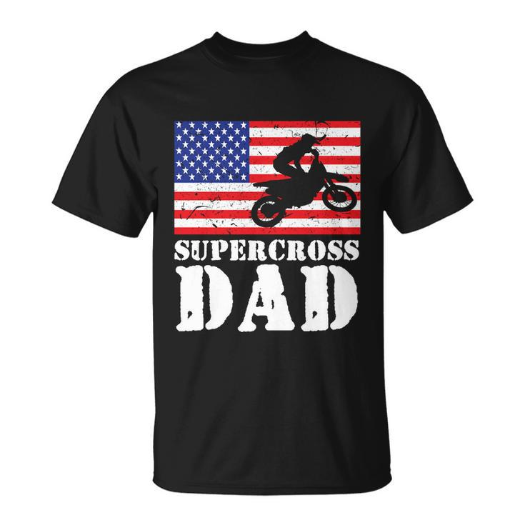 Usa American Distressed Flag Supercross Dad Men For Him Gift Unisex T-Shirt