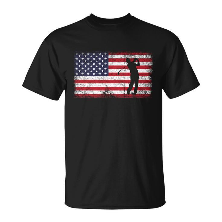Usa American Flag Golf Lovers 4Th July Patriotic Golfer Man Cool Gift Unisex T-Shirt
