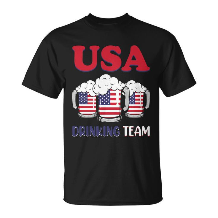Usa Drinking Team Usa Flag Graphic 4Th Of July Plus Size Shirt Unisex T-Shirt