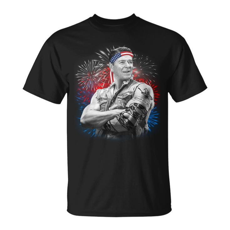 Usa Fireworks Patriotic Ronald Reagan Unisex T-Shirt