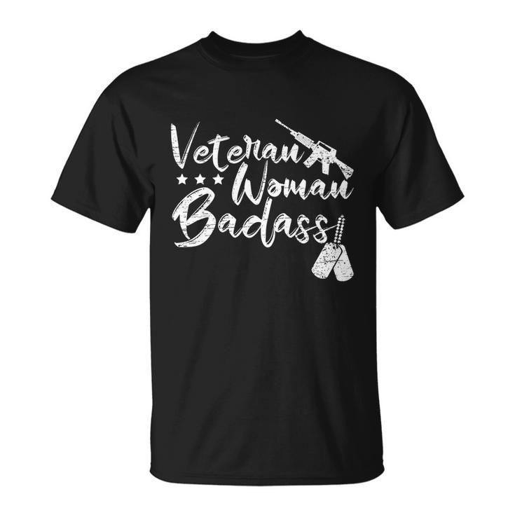 Veteran Woman Badass Made Veteran Memorial Day Gift Unisex T-Shirt