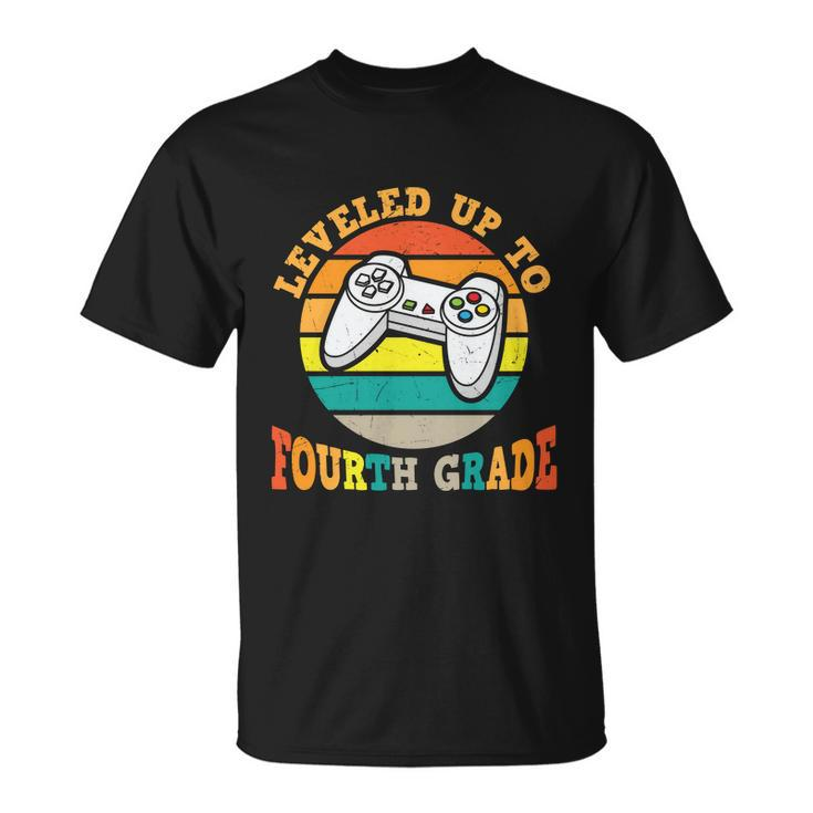 Video Game Back To School Leveled Up To Fourth Grade Vintage Unisex T-Shirt