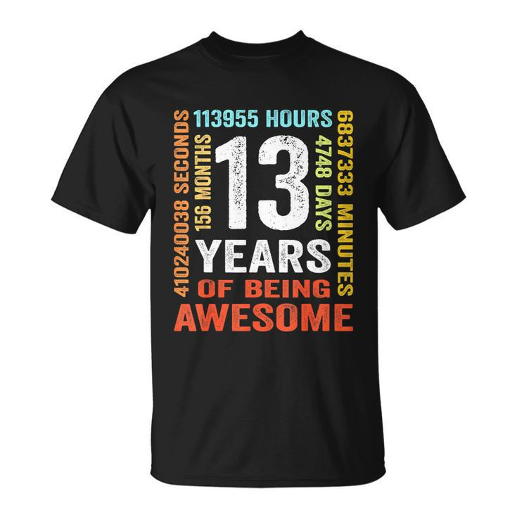 Vintage 13Th Birthday Shirt Gift 13 Years Old Being Awesome Unisex T-Shirt