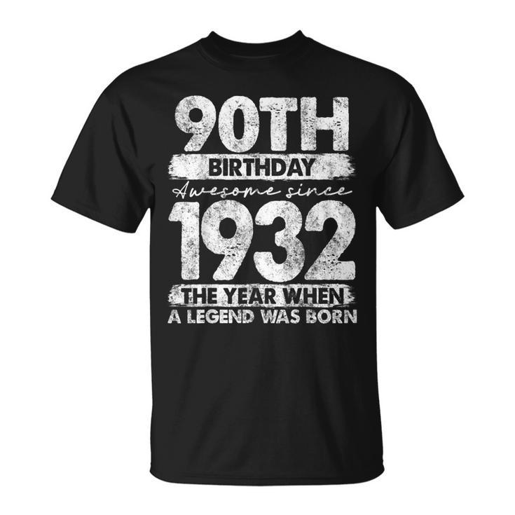 Vintage 1932 Limited Edition 1932 90 Years Old 90Th Birthday  Unisex T-Shirt