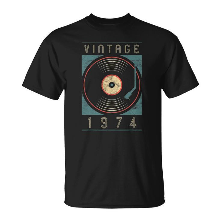Vintage 1974 Vinyl Retro Turntable Birthday Dj Gift For Him Unisex T-Shirt