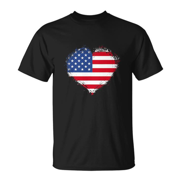 Vintage 4Th Of July Fourth Usa Patriotic Heart Unisex T-Shirt