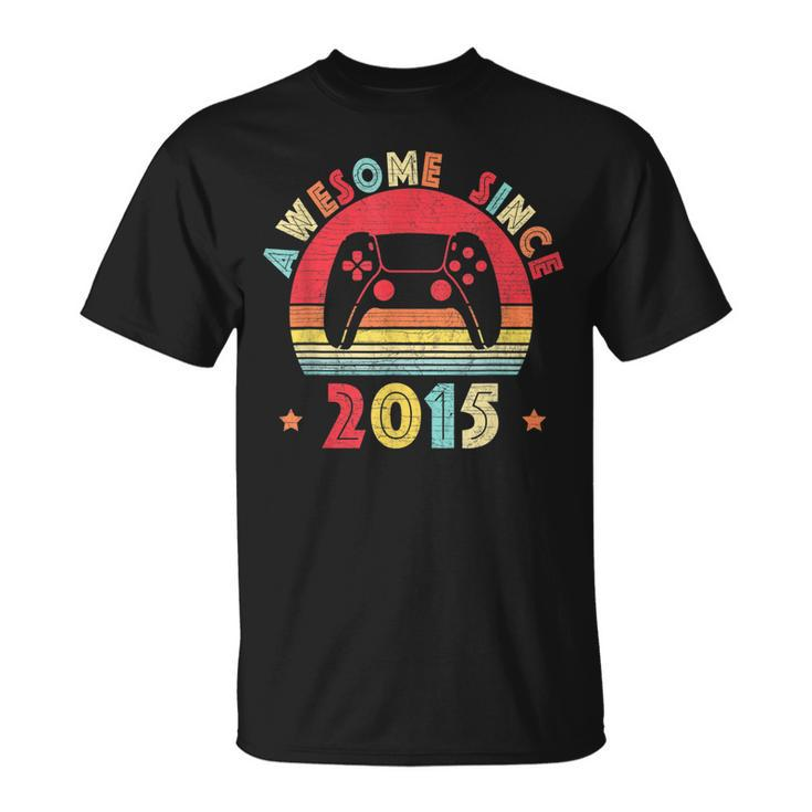 Vintage 7Th Birthday Awesome Since 2015 Retro Gamer Lover  Unisex T-Shirt