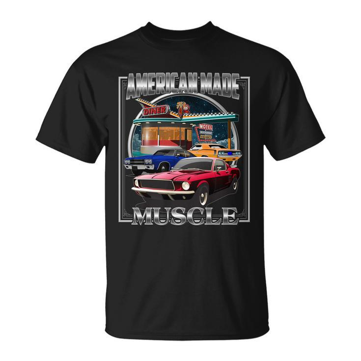 Vintage American Made Muscle Classic Cars And Diner Tshirt Unisex T-Shirt