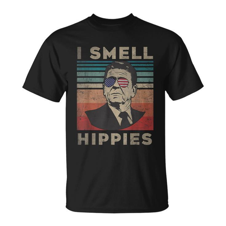 Vintage Distressed Retro Reagan President I Smell Hippies Unisex T-Shirt