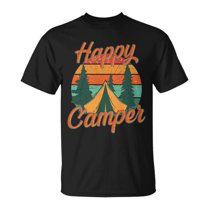 Vintage Happy Camper Emblem Unisex T-Shirt