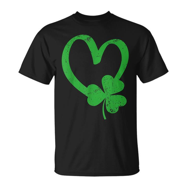Vintage Happy St Patricks Day Irish Lucky Shamrock Heart T-shirt
