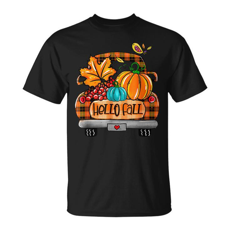 Vintage Hello Fall Pumpkin Truck Fall Truck Fall Vibes T-shirt