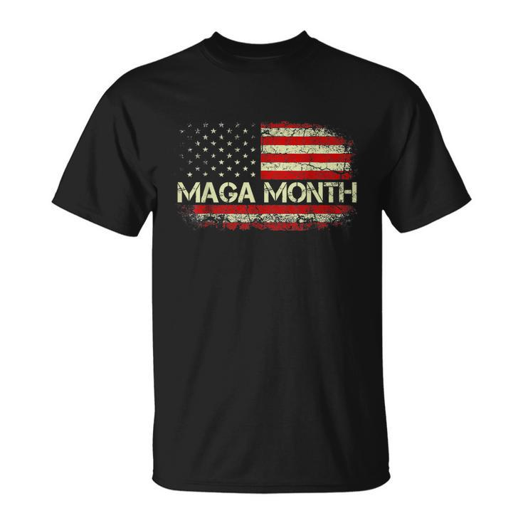 Vintage Old Happy Maga Month Patriotic American Flag Trendy Unisex T-Shirt