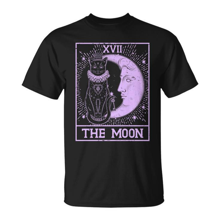 Vintage Tarot Card Xvii The Moon Black Cat Unisex T-Shirt