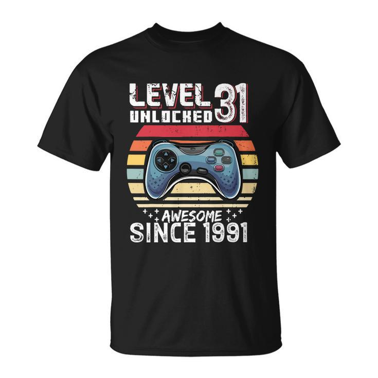 Vintage Video Gamer Birthday Level 31 Unlocked 31St Birthday Unisex T-Shirt