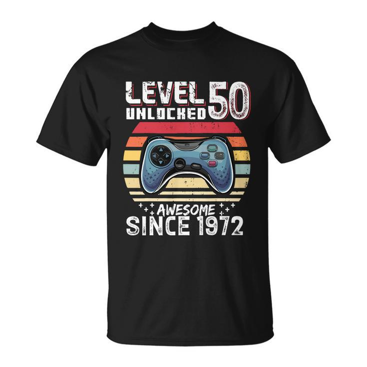 Vintage Video Gamer Birthday Level 50 Unlocked 50Th Birthday Unisex T-Shirt