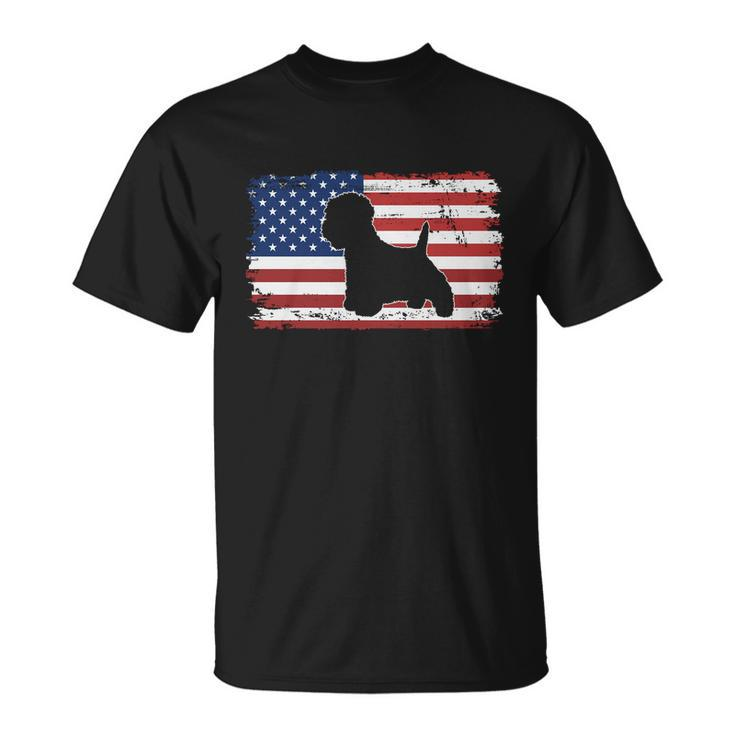 Vintage West Highland White Terrier Dog Us American Flag Gift Unisex T-Shirt