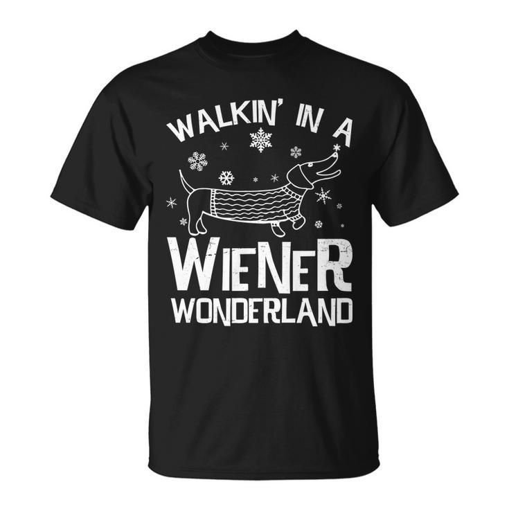 Walking In A Wiener Wonderland Funny Christmas Tshirt Unisex T-Shirt