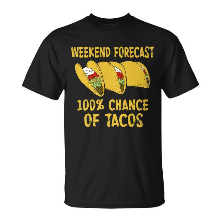 Weekend Forecast 100 Percent Chance Of Tacos Tshirt Unisex T-Shirt