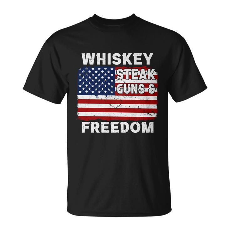 Whiskey Steak Guns And Freedom Us Graphic Plus Size Shirt For Men Women Family Unisex T-Shirt