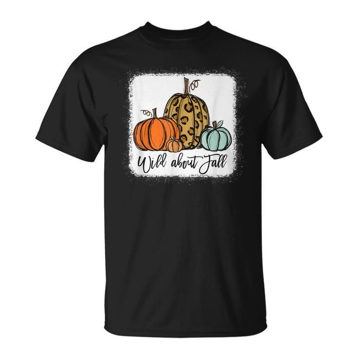 Wild About Fall Leopard Pumpkin Fall Vibes Hello Fall Autumn T-shirt
