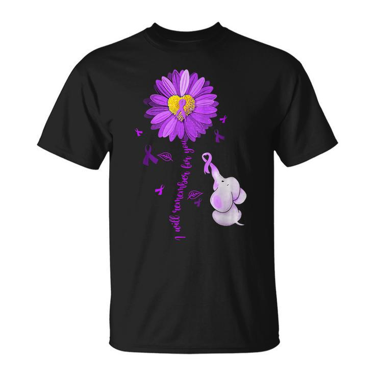 I Will Remember For You Elephant Alzheimers Awareness T-shirt