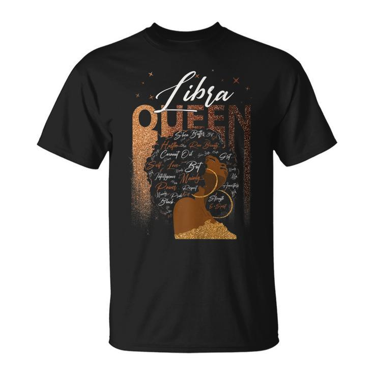 Womens Funny Libra Girl Zodiac Birthday Pride Melanin Afro Queen  Unisex T-Shirt