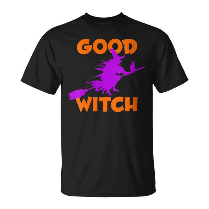 Womens Good Witch Halloween Riding Broomstick Silhouette  Unisex T-Shirt
