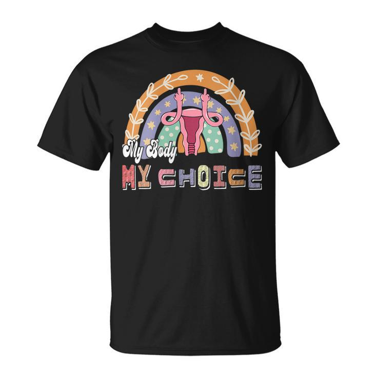 Womens Uterus My Body My Choice Pro Choice Leopard Rainbow  Unisex T-Shirt