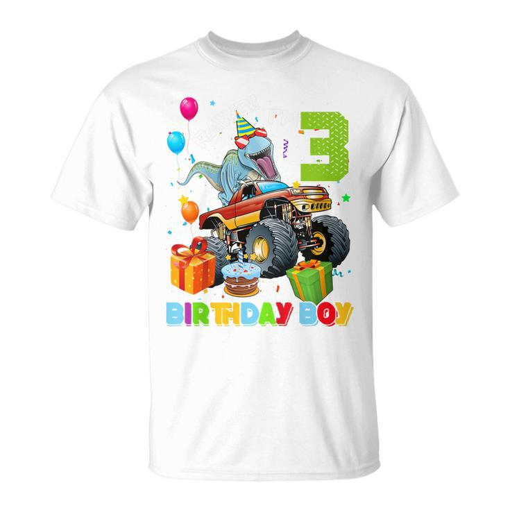 3 Year Old Monster Truck Dinosaur 3Rd Birthday Boys Toddler T-shirt