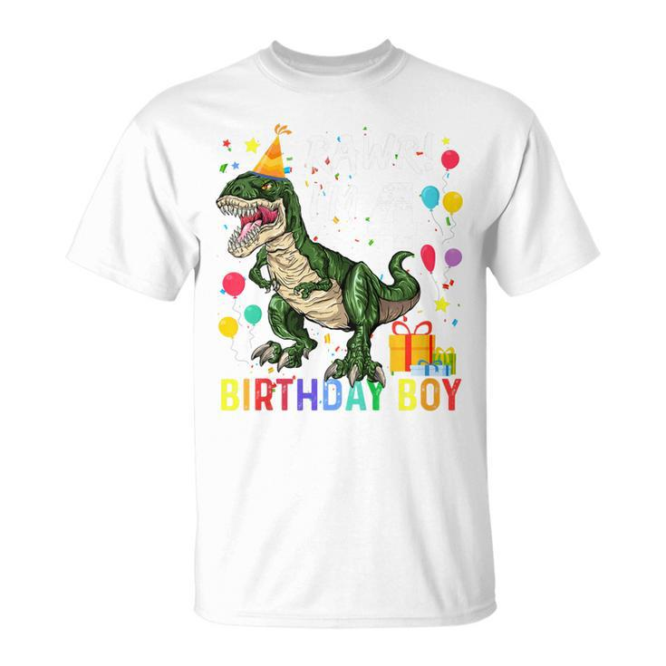 4 Year Old 4Th Birthday Boy Rex Dinosaur Boys T-shirt