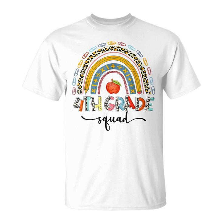 4Th Grade Squad Leopard Rainbow Girls Boys Teacher  Unisex T-Shirt