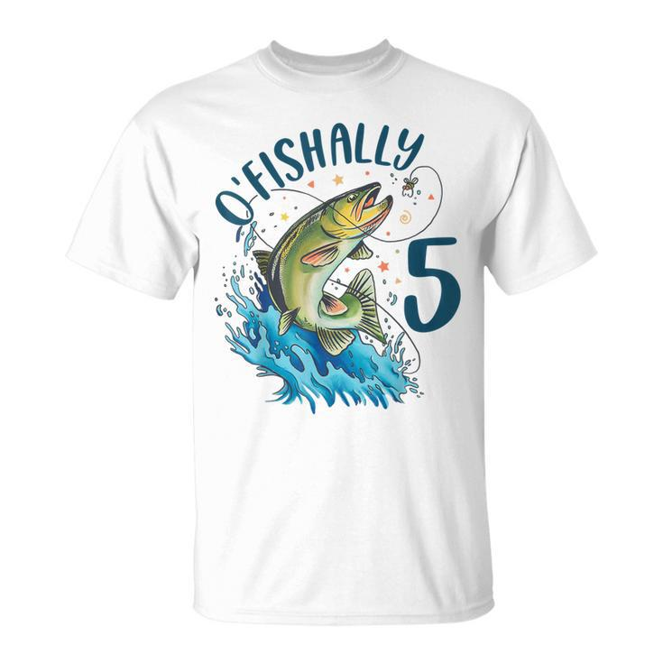 5 Year Old Fishing Birthday 5Th Bass Fish Bday Five T-shirt