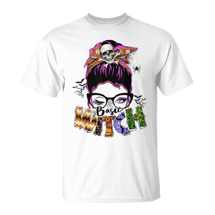 Basic Witch Halloween Messy Bun Halloween Skull Turban  Unisex T-Shirt