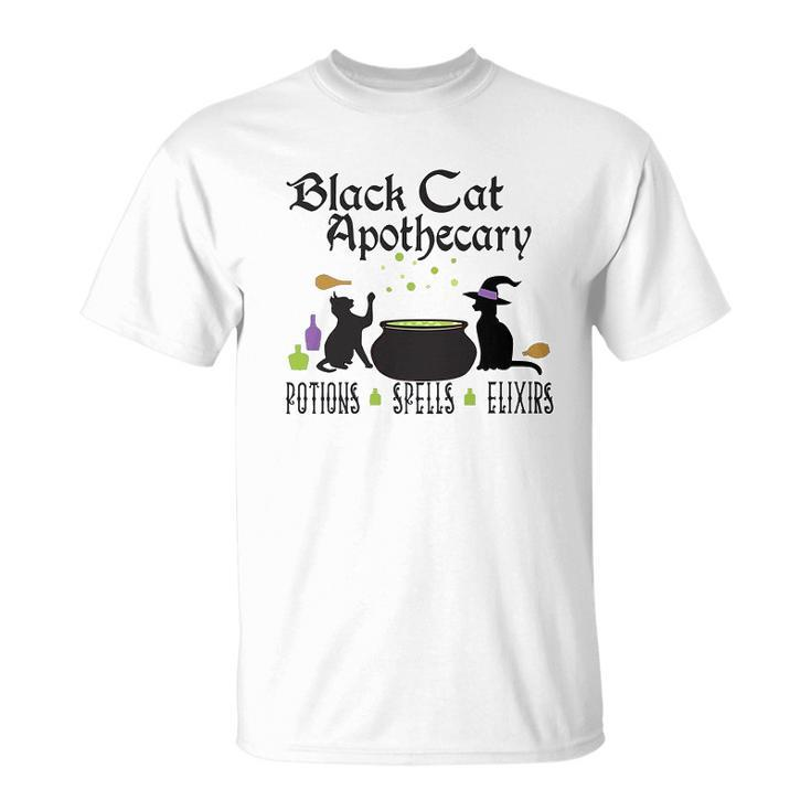 Black Cat Apothecary Halloween Gift Potions Spells Elixers Unisex T-Shirt