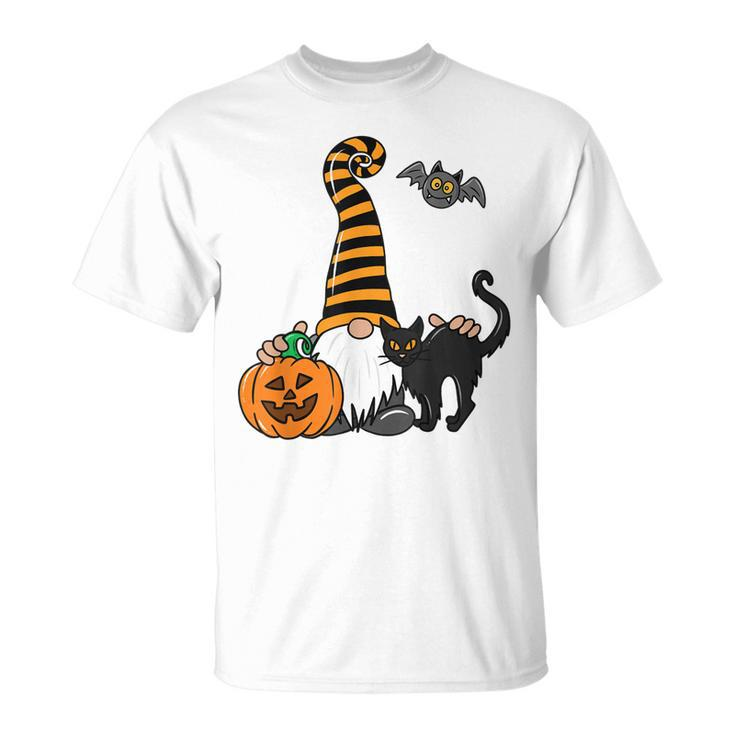 Black Cat Gnome Pumpkin Jack-O-Lantern Bat Halloween Costume  Unisex T-Shirt