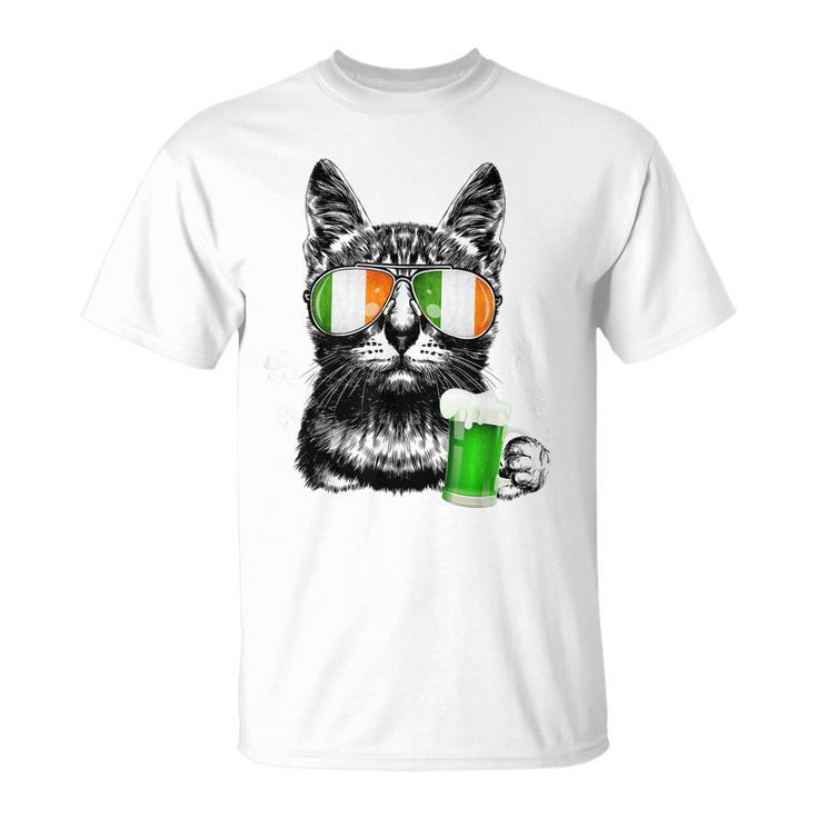 Black Cat St Patricks Day Tshirt Kitty Kitten Lover Drinking Men Women T-shirt Graphic Print Casual Unisex Tee