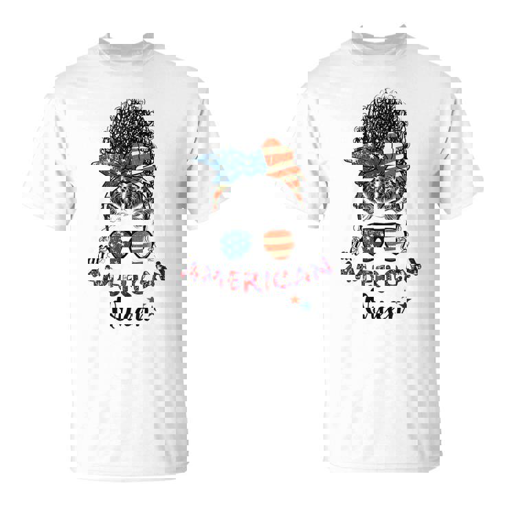 Black Women Girls Queen Afro African American Flag July 4Th  Unisex T-Shirt
