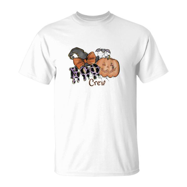 Boo Crew Pumpkin Gnomes Hat Bow Halloween Unisex T-Shirt